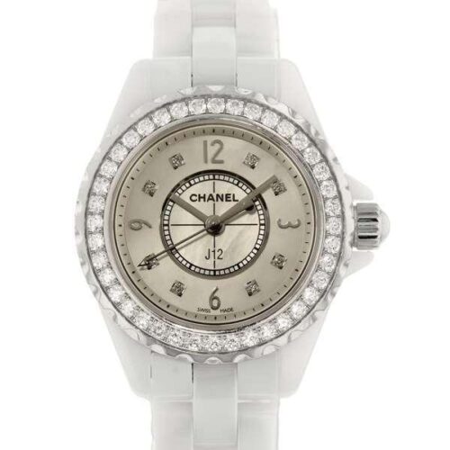 シャネル J12 29mm ホワイトセラミック 8Pダイヤ ホワイトシェル H2572 レディース ホワイトシェル文字盤 安心保証