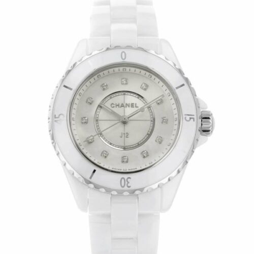 シャネル J12 33mm ホワイトセラミック ダイヤモンド 12P 0.06ct ホワイトシェル マザーオブパール H5704 CHANEL 腕時計 レディース 安心保証