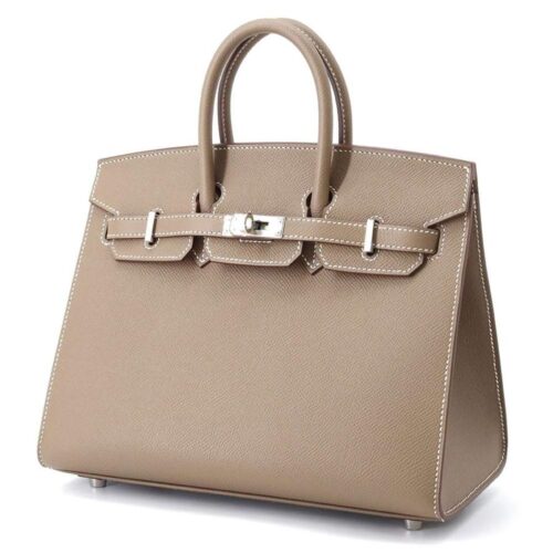 エルメス バーキン25 セリエ エトゥープ/シルバー金具 ヴォーエプソン B刻印 HERMES Birkin ハンドバッグ