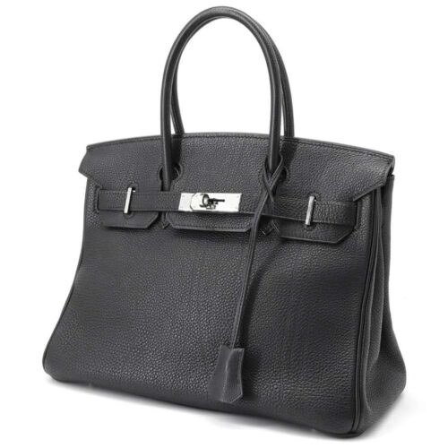 エルメス バーキン30 ブラック/シルバー金具 トゴ □G刻印 HERMES Birkin ハンドバッグ 黒 【