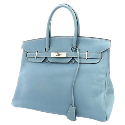 エルメス バーキン35 ブルージーン/シルバー金具 トリヨンクレマンス □A刻印 HERMES Birkin ハンドバッグ 