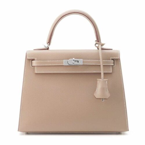 エルメス ハンドバッグ ケリー25 外縫い エトゥープエプソン
