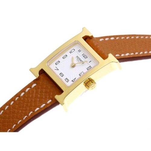 エルメス Hウォッチ ミニ ゴールド ヴォーエプソン A刻印 HH1.101 HERMES 腕時計