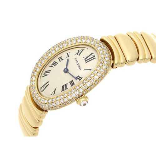 カルティエ ベニュワール SM 3重ベゼルダイヤ アイボリー文字盤 K18YG/ブレス CARTIER 腕時計