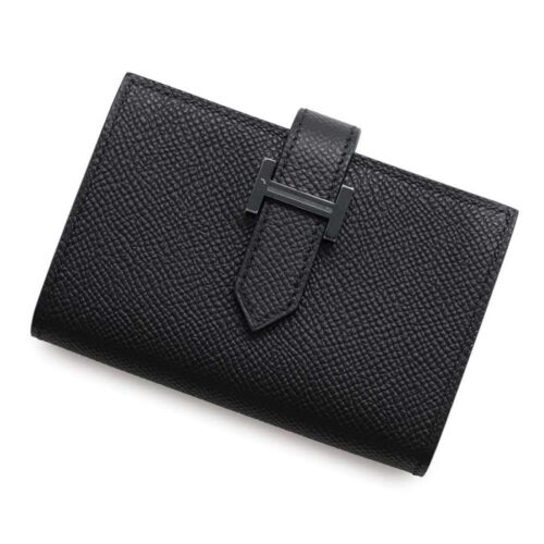 エルメス カードケース ベアン ミニ モノクローム ブラック/ブラック金具 エプソン U刻印 HERMES 財布 黒