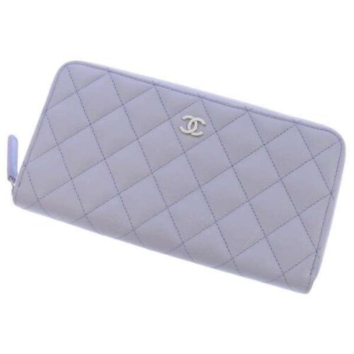 シャネル 長財布 クラシック ロング ジップ ウォレット ココマーク マトラッセ キャビアスキン AP0242 パープル