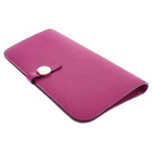 エルメス 長財布 ドゴンロング ローズパープル×シルバー金具 ヴォーエバーカラー C刻印 HERMES 財布