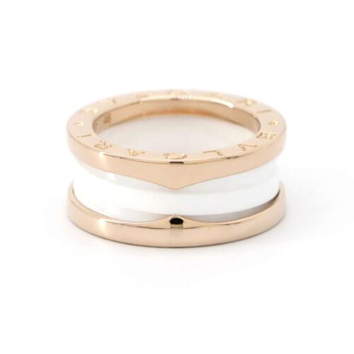 ブルガリ リング ビーゼロワン B-zero1 2バンド K18PGピンクゴールド ホワイトセラミック サイズ46 347007 BVLGARI 指輪