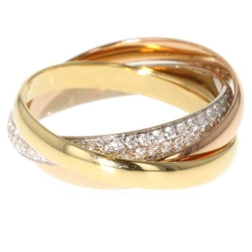 カルティエ リング トリニティSM ダイヤモンド計0.46ct K18YG/K18WG/K18PG リングサイズ54 Cartier 安心保証