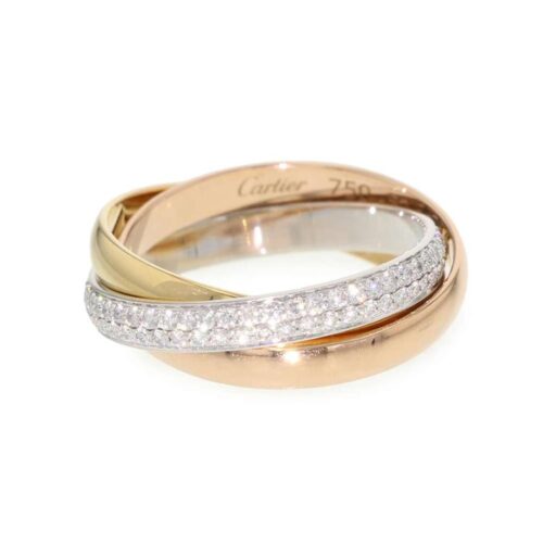カルティエ リング トリニティSM リング セミパヴェ ダイヤモンド K18YG/K18WG/K18PG サイズ52 指輪 【安心保証】