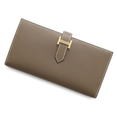 エルメス 長財布 ベアンスフレ エトゥープ/ゴールド金具 ヴォーマダム W刻印 HERMES 財布