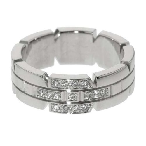 カルティエ リング タンク フランセーズ ハーフダイヤ ダイヤモンド K18WG リングサイズ50 Cartier 安心保証