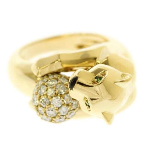 カルティエ リング パンテール ヴェドラ ダイヤモンド エメラルド カルセドニー K18YG サイズ50 Cartier 安心保証