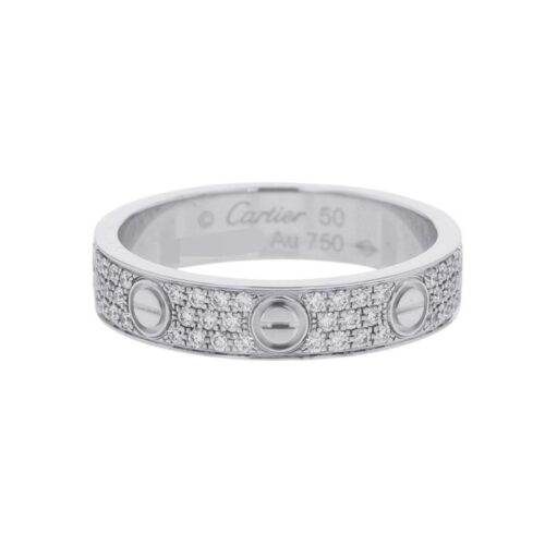 カルティエ リング LOVE リング SM スモール パヴェ ダイヤ 88P 計0.31ct K18WG サイズ50 B4083450/CRB4083400 指輪 ラブリング 
