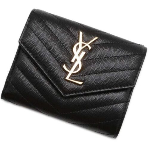 サンローランパリ：三つ折り財布 モノグラム レザー 403943