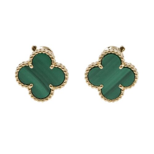 ヴァンクリーフ&アーペル ピアス ヴィンテージ アルハンブラ イヤリング マラカイト K18YGイエローゴールド VCARO3QL00