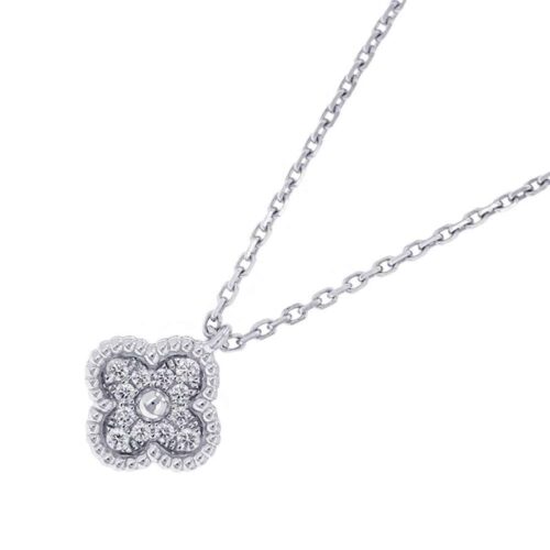ヴァンクリ ネックレス スウィート アルハンブラ ペンダント ダイヤモンド 12P 0.08ct K18WGホワイトゴールド