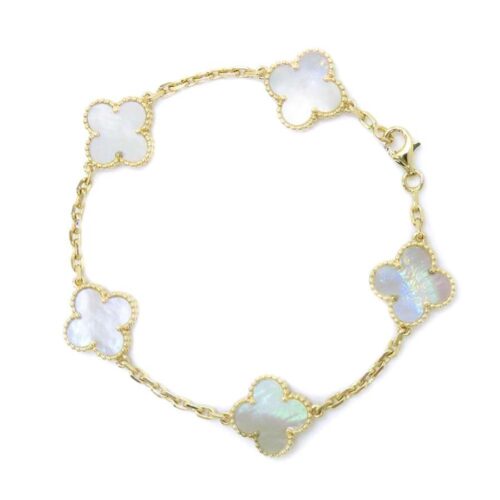 ヴァンクリーフ&アーペル ブレスレット ヴィンテージ アルハンブラ 5モチーフ マザーオブパール K18YG VCARA41800