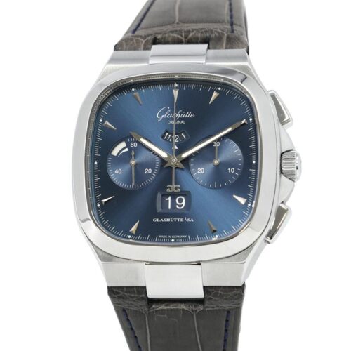 グラスヒュッテ セブンティーズ クロノグラフ パノラマデイト GLASHUTTE ORIGINAL 腕時計 ブルー文字盤 