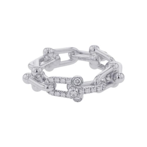 ティファニー リング ハードウェア スモール リンク リング ダイヤモンド 計0.26ct K18WG サイズ約12号 72669290 Tiffany&Co. 指輪 