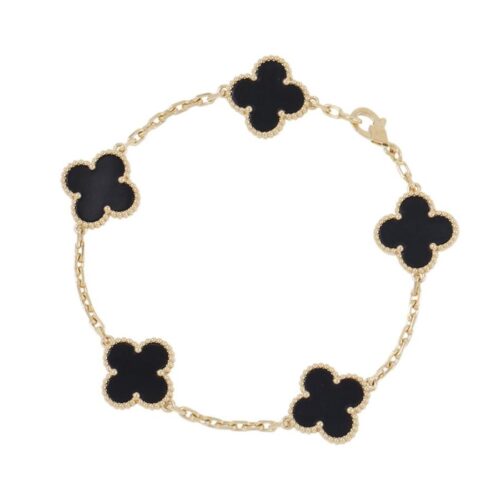 アルハンブラの人気モデル８．ヴァンクリーフ＆アーペル ブレスレット ヴィンテージ アルハンブラ ブレスレット 5モチーフ オニキス K18YG VCARA41300