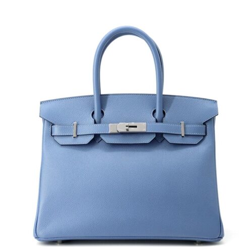 エルメス バーキン30 アズール/シルバー金具 エプソン D刻印 HERMES Birkin ハンドバッグ 【安心保証】