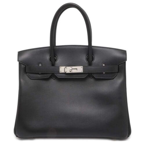 エルメス バーキン30 ブラック/シルバー金具 ボックスカーフ □F刻印 HERMES Birkin ハンドバッグ 黒 