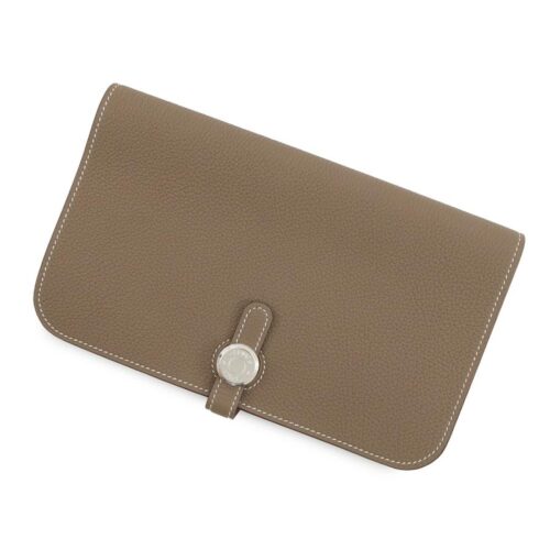 エルメス 長財布 ドゴンGM エトゥープ/シルバー金具 トゴ K刻印 HERMES 財布