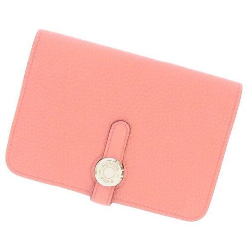 エルメス 財布 ドゴン コンパクト ローズキャンディ/シルバー金具 トゴ T刻印 HERMES 二つ折り財布 安心保証