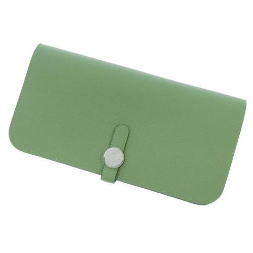 エルメス 長財布 ドゴンロング ヴェールクリケット/シルバー金具 エバーカラー Z刻印 HERMES 財布