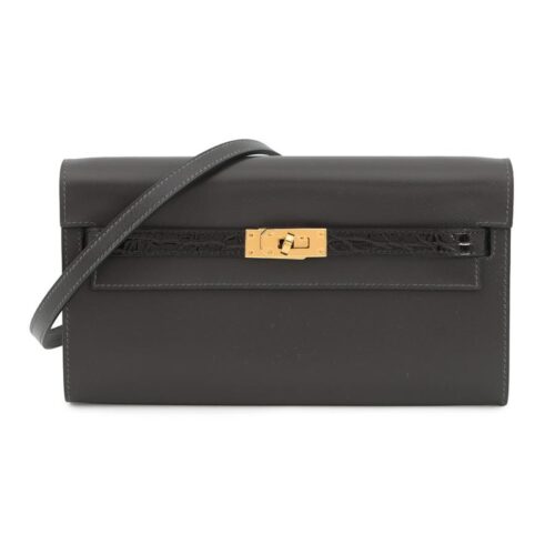 エルメス ケリーウォレット ロング トゥーゴー タッチ アルドワーズ/ブラック/ゴールド金具 ボックスカーフ/アリゲーターシャイン K刻印 黒