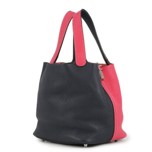 エルメス ピコタンロックMM カザック ローズエクストリーム/ブルーニュイ/シルバー金具 トリヨンクレマンス D刻印 【安心保証】