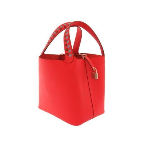 エルメス ハンドバッグ ピコタンロックMM トレサージュ・ドゥ・キュイール ルージュデュクール エプソン D刻印