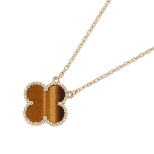 ヴァンクリーフ&アーペル ネックレス ヴィンテージ アルハンブラ ペンダント タイガーズアイ K18YGイエローゴールド VCARD38600