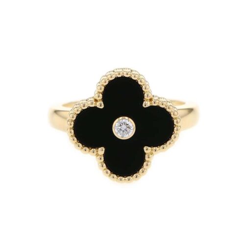 ヴァンクリーフ&アーペル リング ヴィンテージ アルハンブラ リング オニキス ダイヤ 1P 0.05ct リングサイズ51 VCARA41051 