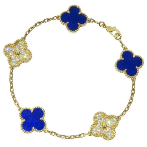 ヴァンクリーフ＆アーペル ブレスレット ヴィンテージアルハンブラ 5Pモチーフ ラピスラズリ ダイヤモンド K18YG