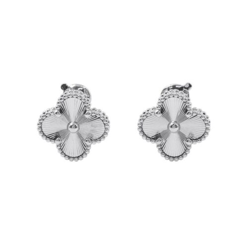 ヴァンクリーフ&アーペル ピアス ヴィンテージ アルハンブラ イヤリング ギヨシェ K18WGホワイトゴールド VCARP9XF00