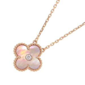ヴァンクリ ネックレス ヴィンテージ アルハンブラ ピンクマザーオブパール/ダイヤ 1P K18PG VCARPMOP00