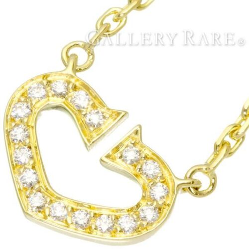 ４．カルティエ ネックレス Cハート ダイヤモンド K18YGイエローゴールド B7008200