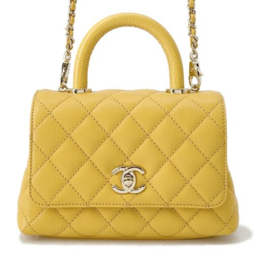 シャネル ハンドバッグ ココマーク ココハンドル マトラッセ XXS キャビアスキン リザード AS2215