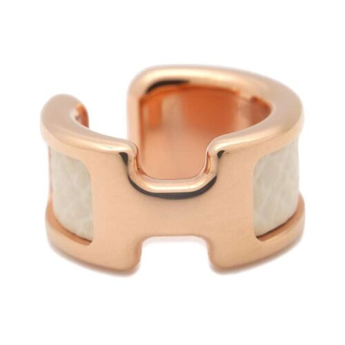 エルメス イヤーカフ オランプ Olympe スモール PM ホワイト/ピンクゴールド金具 ヴォーエプソン