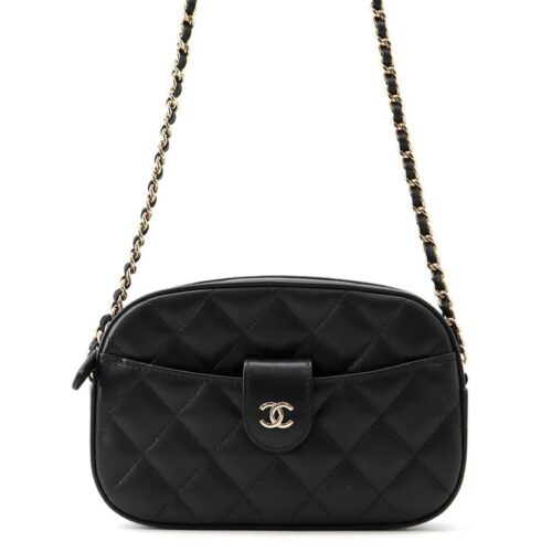 シャネル チェーンショルダーバッグ マトラッセ ココマーク キャビアスキン AP3998 CHANEL 黒