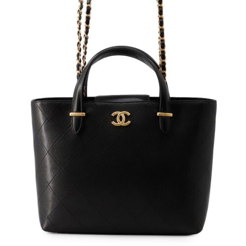 シャネル トートバッグ マトラッセ ココマーク キャビアスキン AS5777 CHANEL 2wayショルダーバッグ 黒
