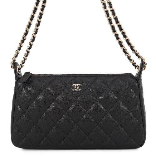シャネル チェーンショルダーバッグ マトラッセ ココマーク チェーンクラッチ キャビアスキン AP4704 CHANEL 2way 黒