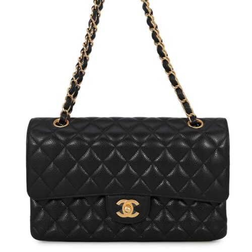 シャネル チェーンショルダーバッグ マトラッセ25 ココマーク キャビアスキン ダブルチェーン A01112 CHANEL 黒 【安心保証】