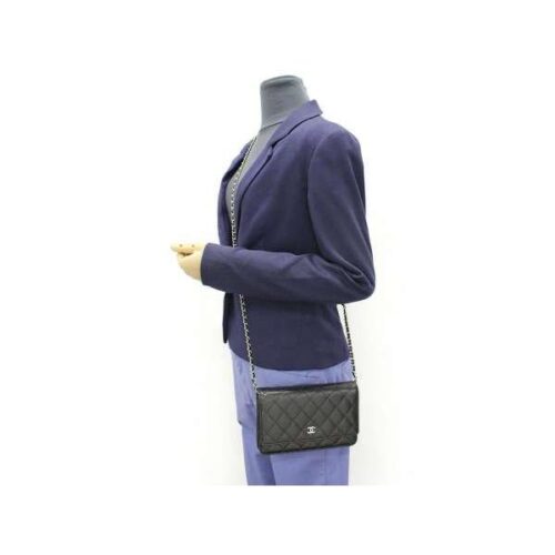 シャネル チェーンウォレット マトラッセ キャビアスキン ココマーク A33814 CHANEL 財布 チェーンショルダーバッグ