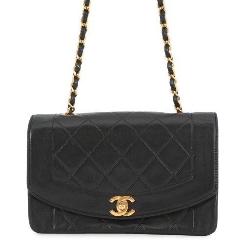 シャネル チェーンショルダーバッグ マトラッセ ココマーク ダイアナ ラムスキン A01164 CHANEL 黒