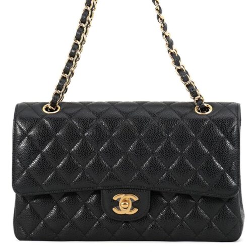 シャネル チェーンショルダーバッグ マトラッセ25 ココマーク キャビアスキン ダブルチェーン A01112 CHANEL 黒