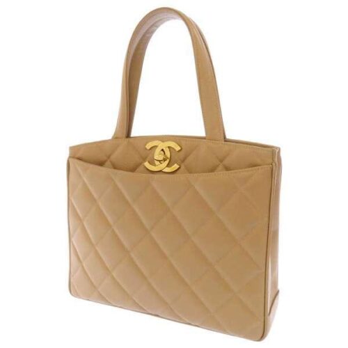 シャネル トートバッグ キャビアスキン CHANEL バッグ ベージュ マトラッセ ココマーク 安心保証