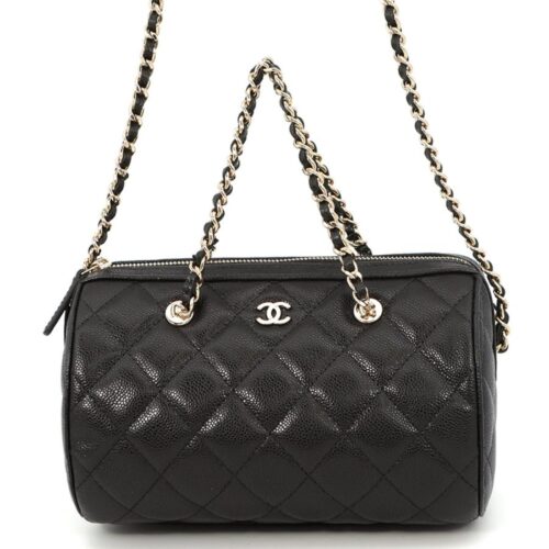 シャネル ハンドバッグ マトラッセ ココマーク キャビアスキン タイムレスクラシックライン ミニボストン AP4474 CHANEL 2way 黒